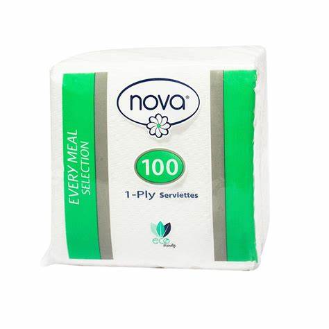 NOVA WHITE SERVIETTES 100'S